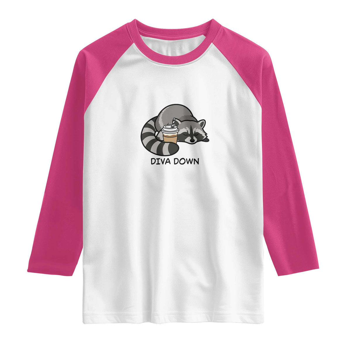 Diva Down Raglan Shirt Funny Raccoon Relaxed