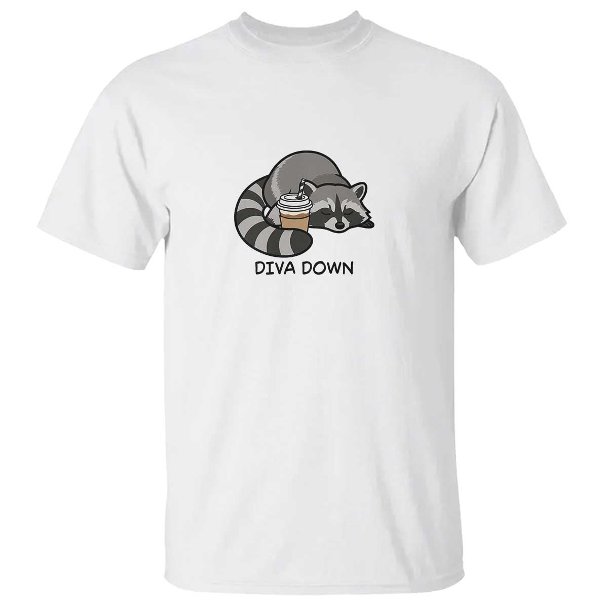 Diva Down T Shirt Funny Raccoon Relaxed