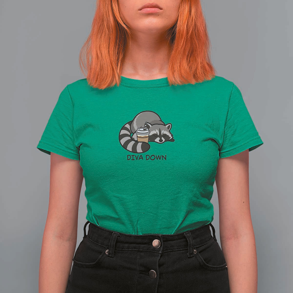 Diva Down T Shirt For Women Funny Raccoon Relaxed