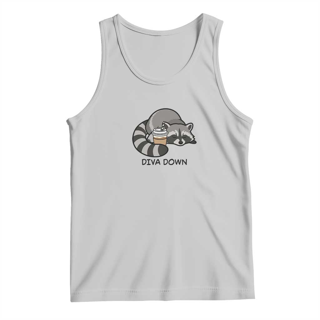 Diva Down Tank Top Funny Raccoon Relaxed