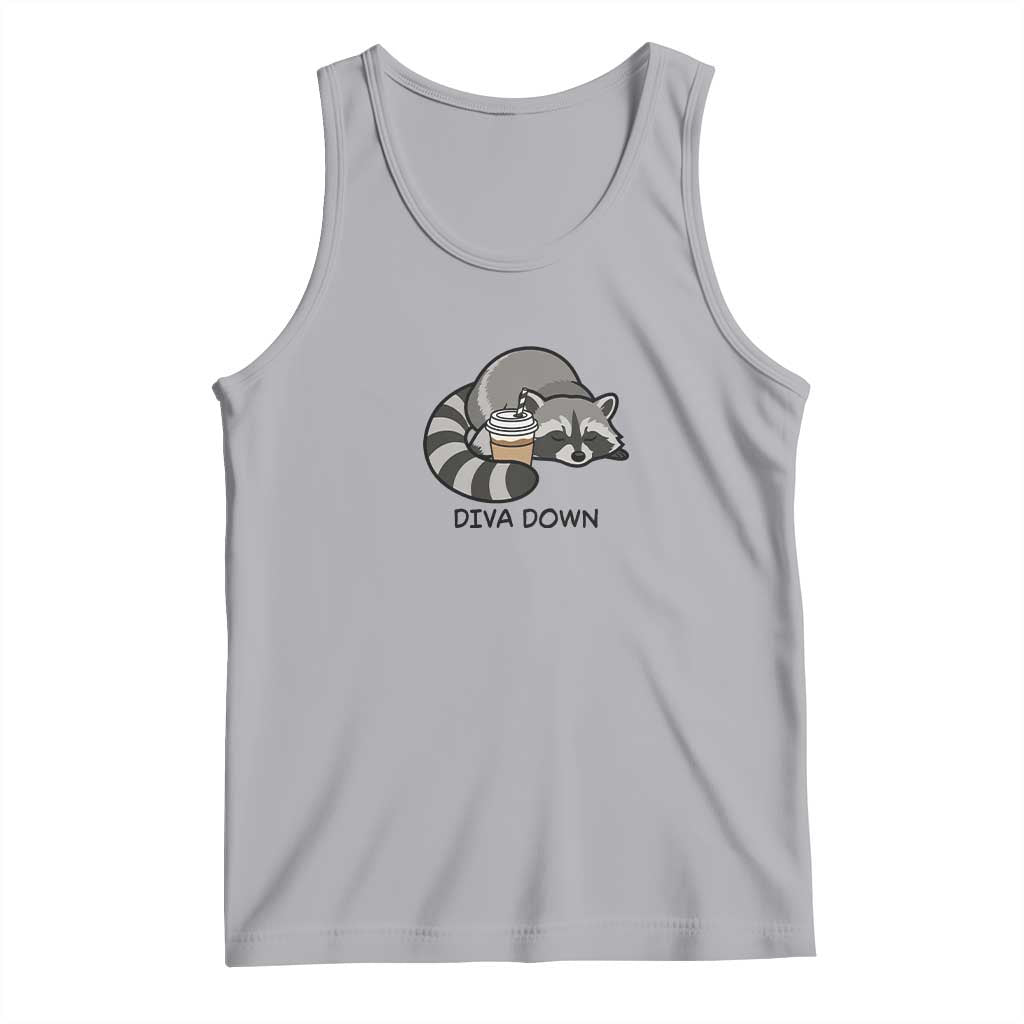 Diva Down Tank Top Funny Raccoon Relaxed