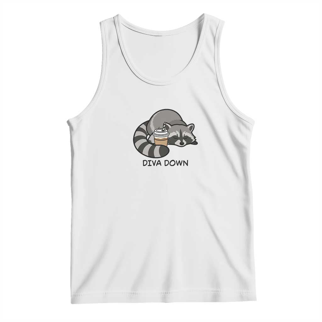 Diva Down Tank Top Funny Raccoon Relaxed