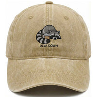 Diva Down Washed Cotton Baseball Cap Funny Raccoon Relaxed