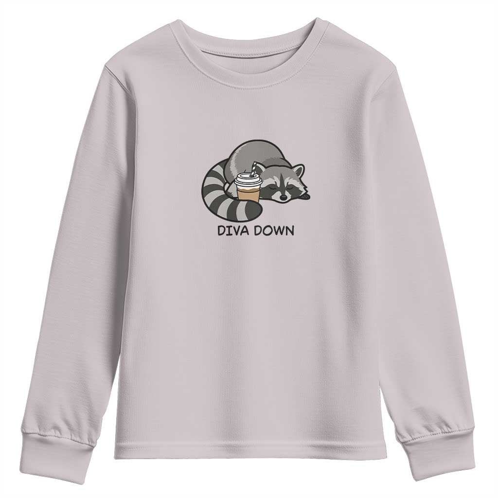 Diva Down Youth Sweatshirt Funny Raccoon Relaxed