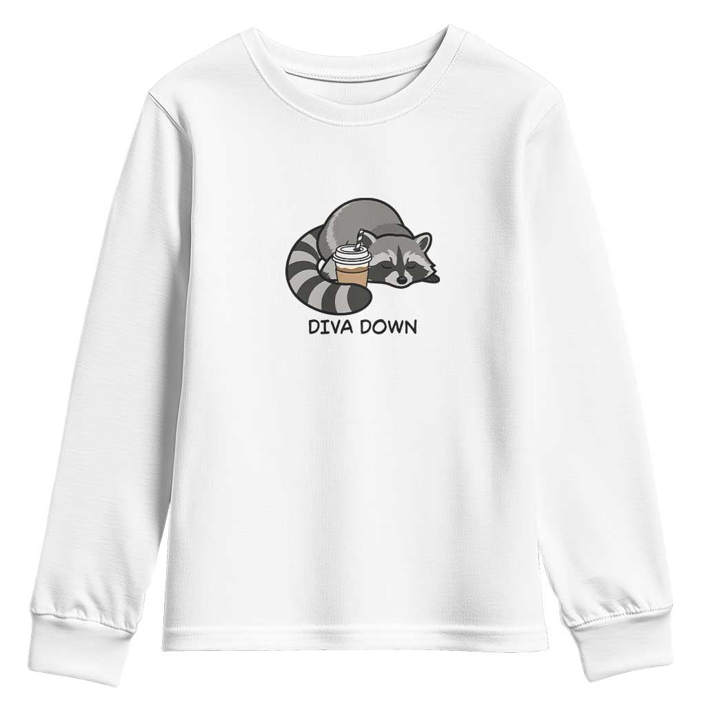 Diva Down Youth Sweatshirt Funny Raccoon Relaxed