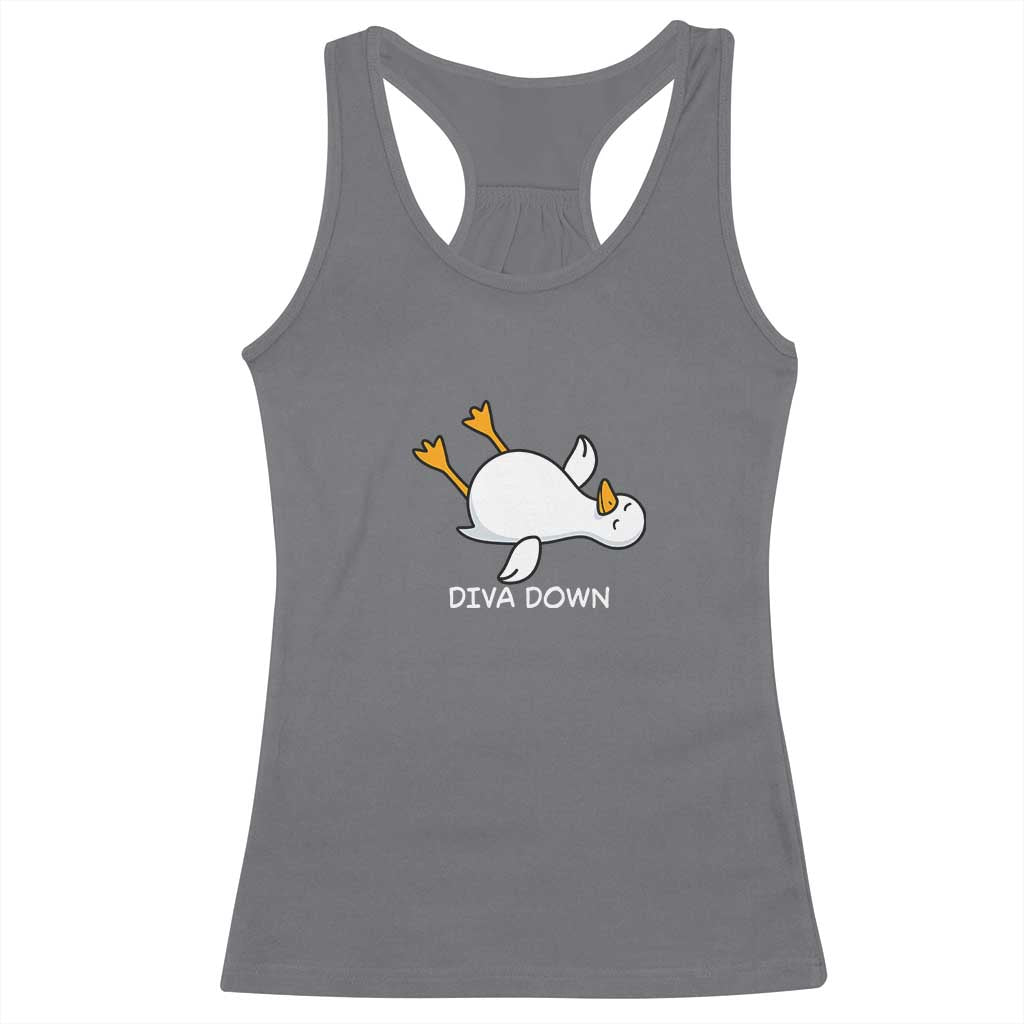 Diva Down Silly Goose Racerback Tank Top Funny Sarcastic Animal Meme