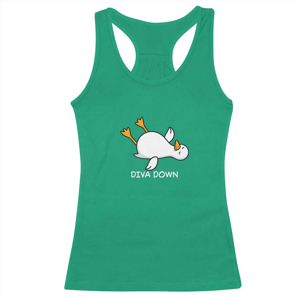 Diva Down Silly Goose Racerback Tank Top Funny Sarcastic Animal Meme