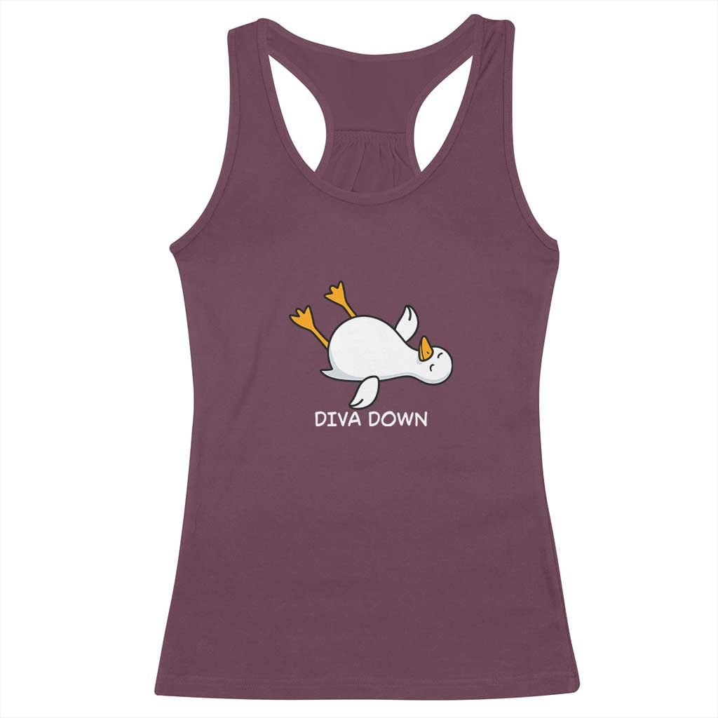 Diva Down Silly Goose Racerback Tank Top Funny Sarcastic Animal Meme
