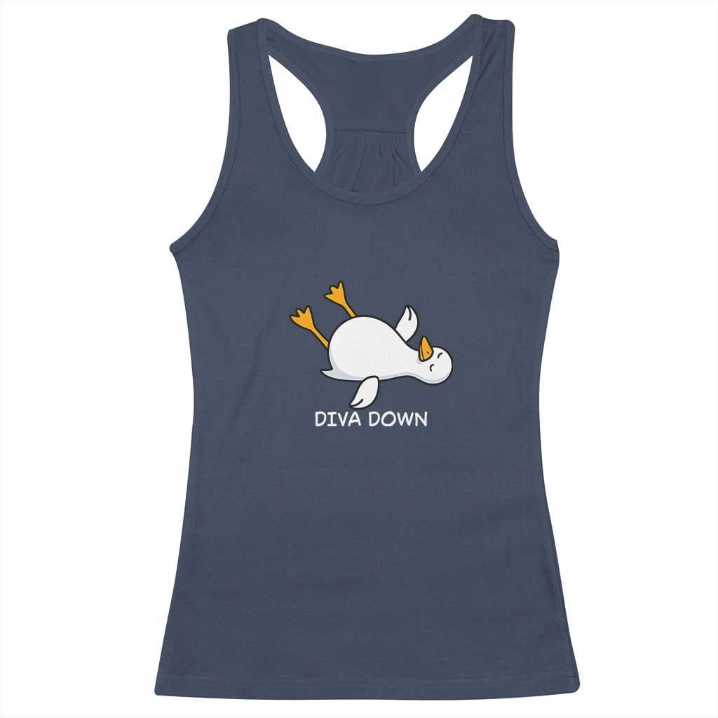 Diva Down Silly Goose Racerback Tank Top Funny Sarcastic Animal Meme