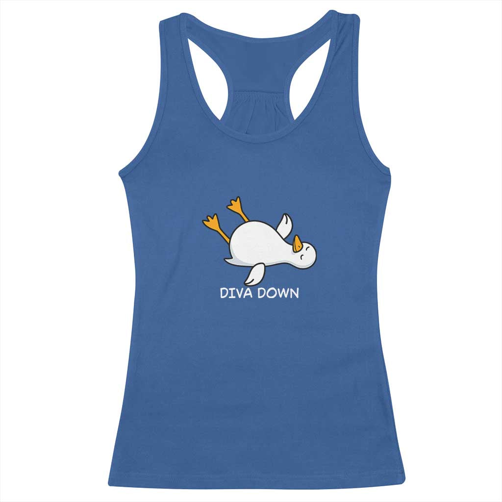 Diva Down Silly Goose Racerback Tank Top Funny Sarcastic Animal Meme