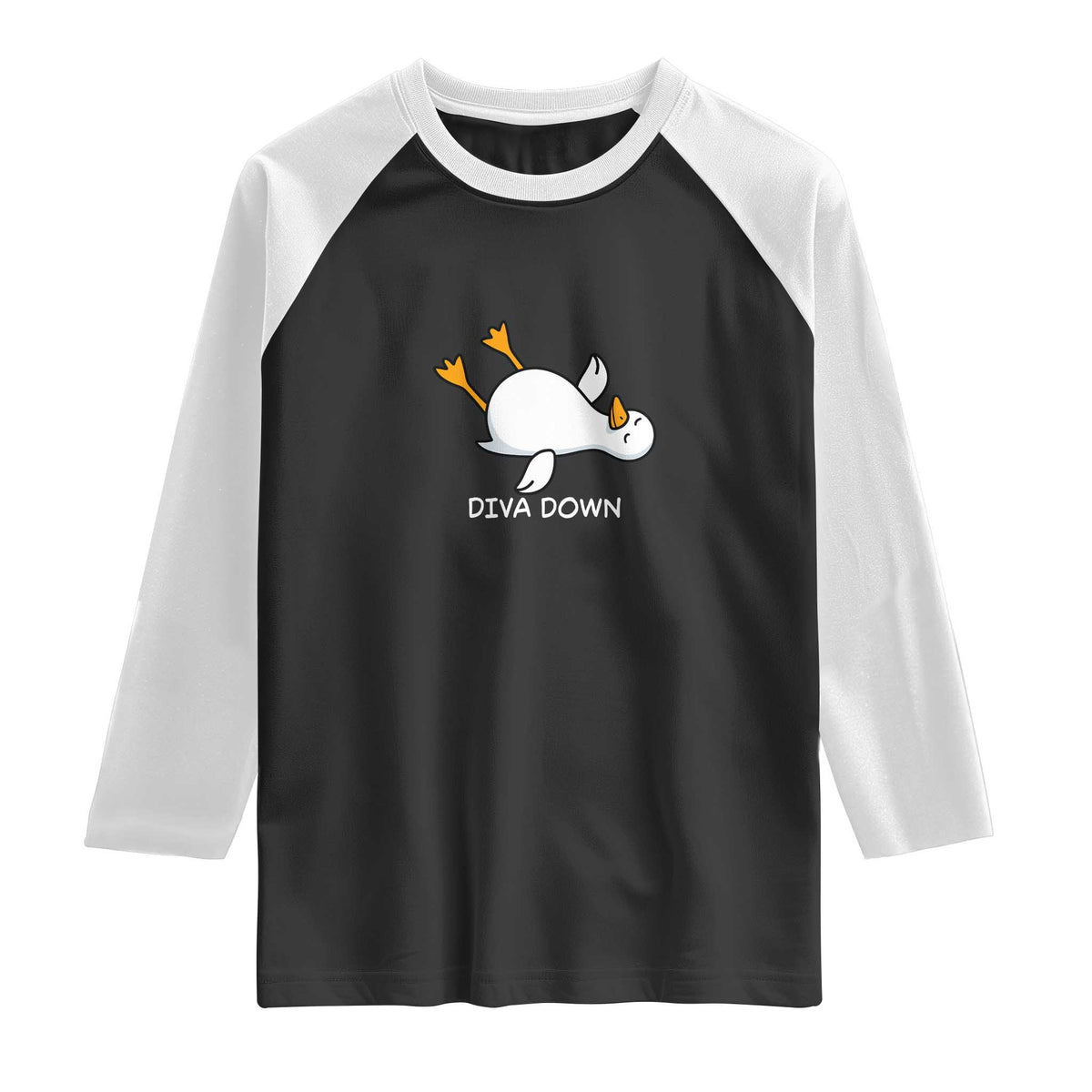 Diva Down Silly Goose Raglan Shirt Funny Sarcastic Animal Meme
