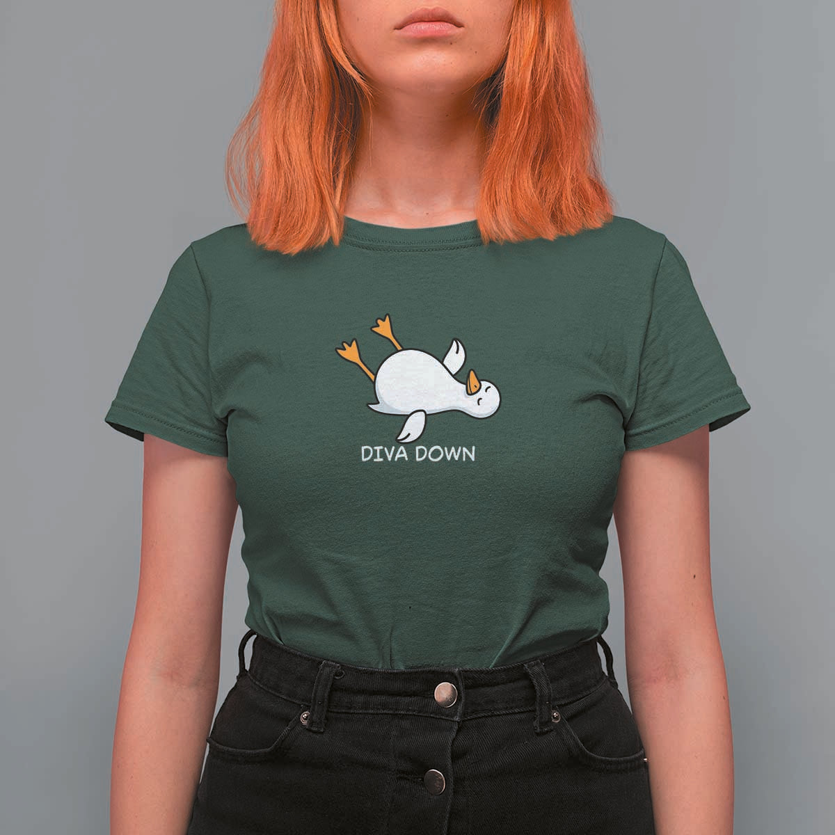 Diva Down Silly Goose T Shirt For Women Funny Sarcastic Animal Meme