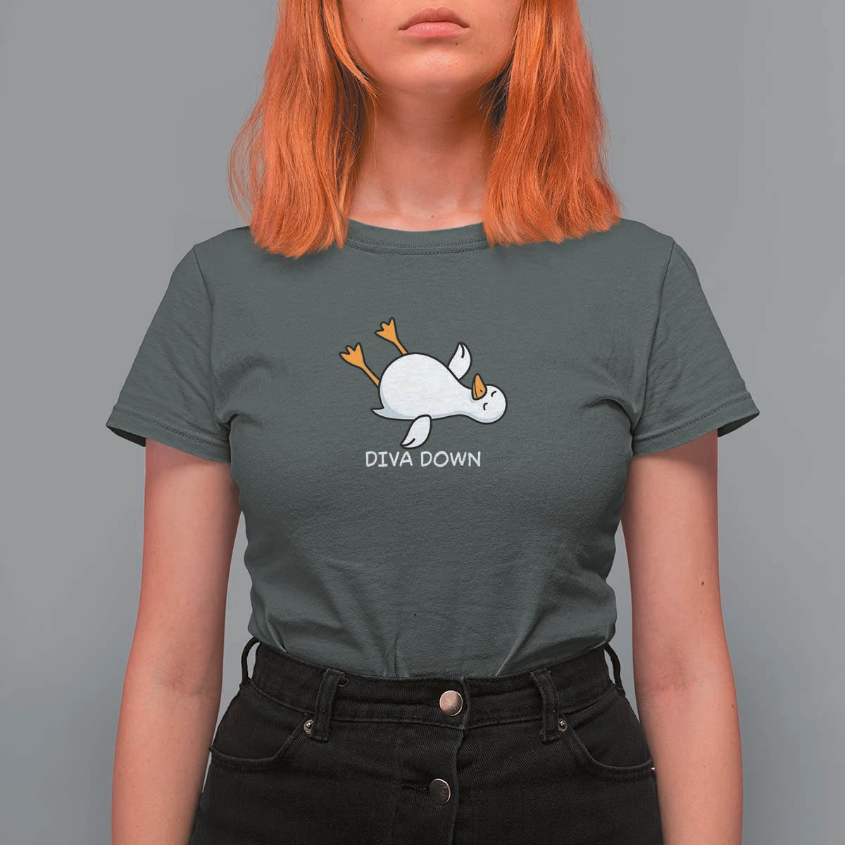 Diva Down Silly Goose T Shirt For Women Funny Sarcastic Animal Meme
