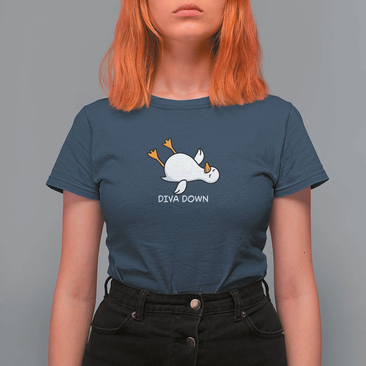 Diva Down Silly Goose T Shirt For Women Funny Sarcastic Animal Meme