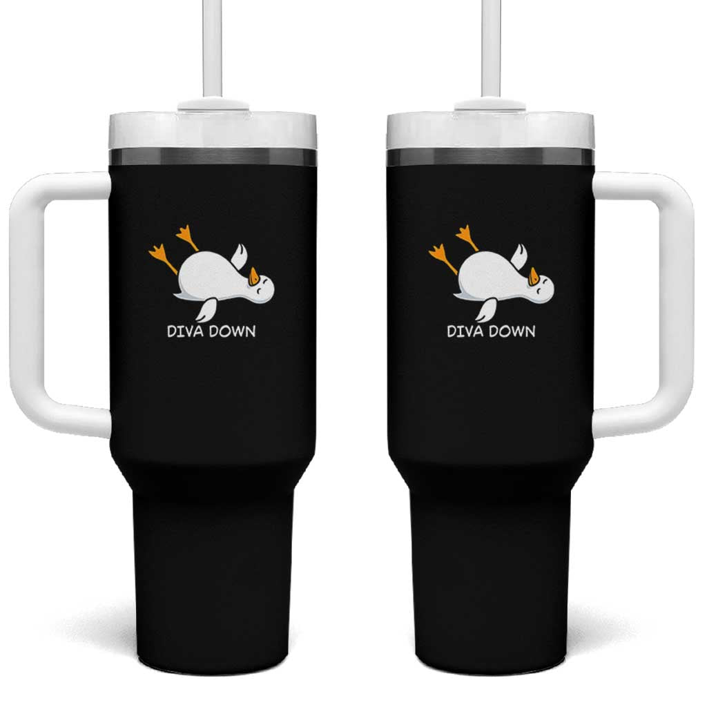 Diva Down Silly Goose Tumbler With Handle Funny Sarcastic Animal Meme