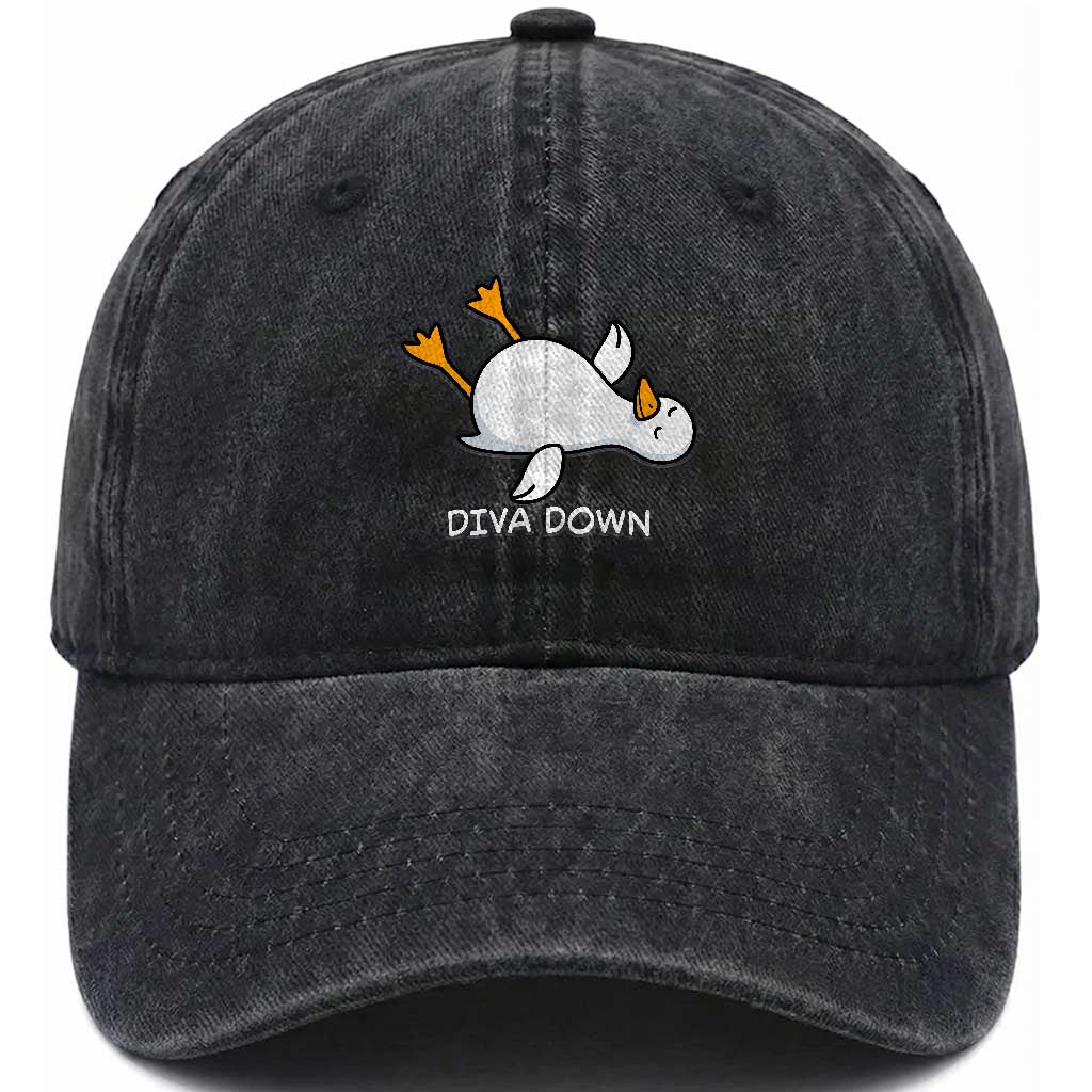 Diva Down Silly Goose Washed Cotton Baseball Cap Funny Sarcastic Animal Meme