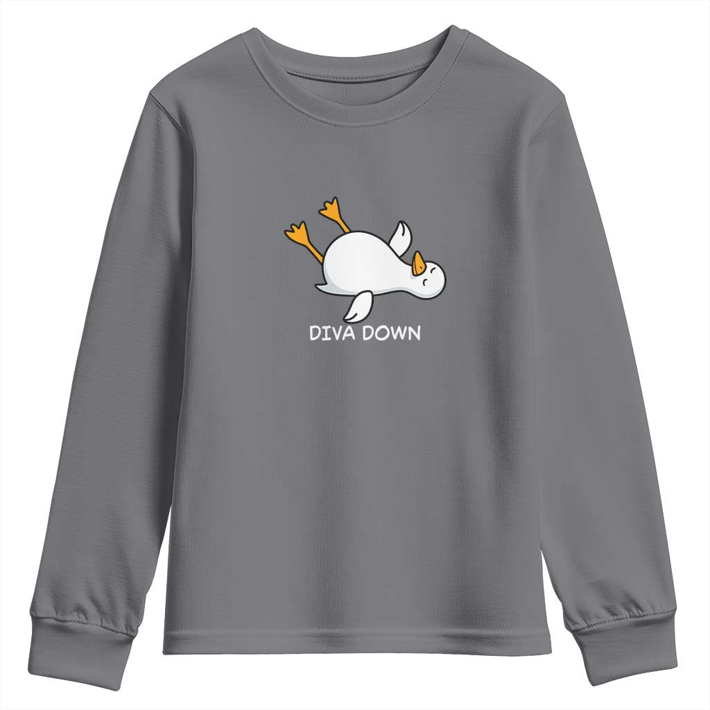 Diva Down Silly Goose Youth Sweatshirt Funny Sarcastic Animal Meme
