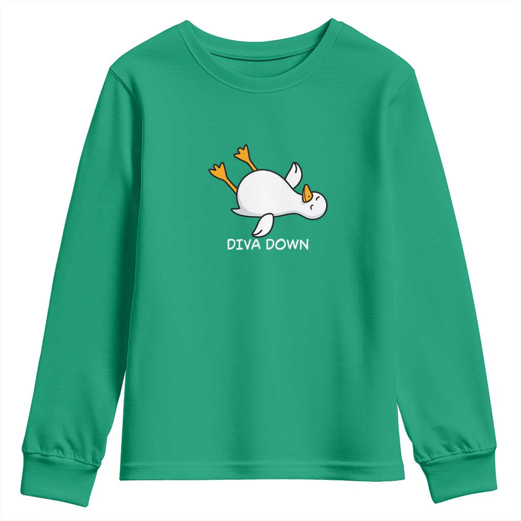 Diva Down Silly Goose Youth Sweatshirt Funny Sarcastic Animal Meme