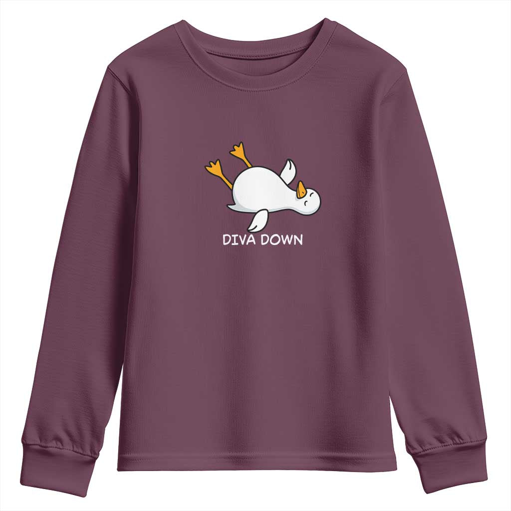 Diva Down Silly Goose Youth Sweatshirt Funny Sarcastic Animal Meme