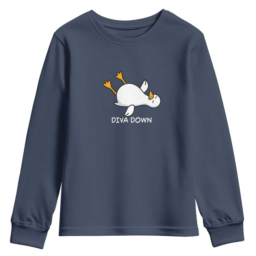 Diva Down Silly Goose Youth Sweatshirt Funny Sarcastic Animal Meme