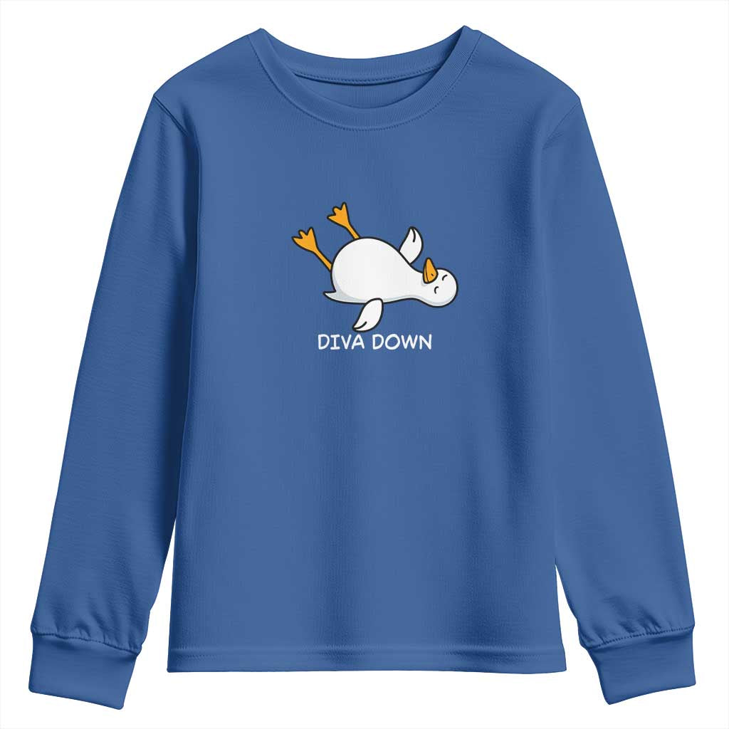 Diva Down Silly Goose Youth Sweatshirt Funny Sarcastic Animal Meme
