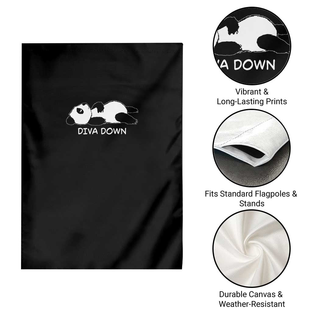 Diva Down Garden Flag Funny Lazy Panda Meme
