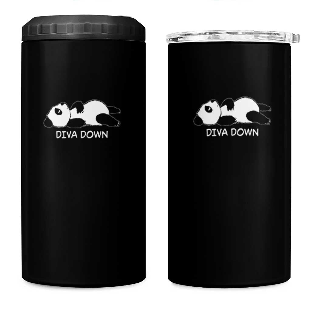 Diva Down 4 in 1 Can Cooler Tumbler Funny Lazy Panda Meme