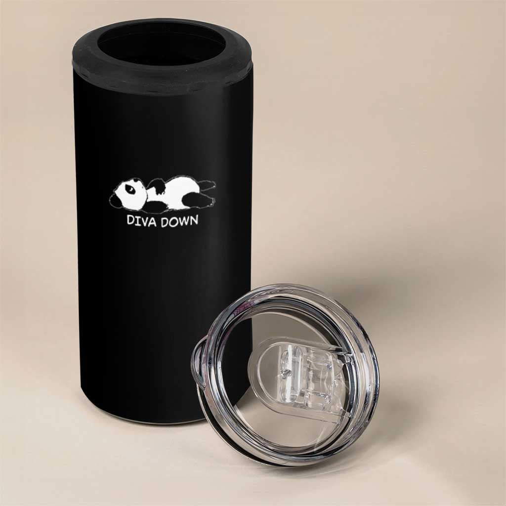 Diva Down 4 in 1 Can Cooler Tumbler Funny Lazy Panda Meme