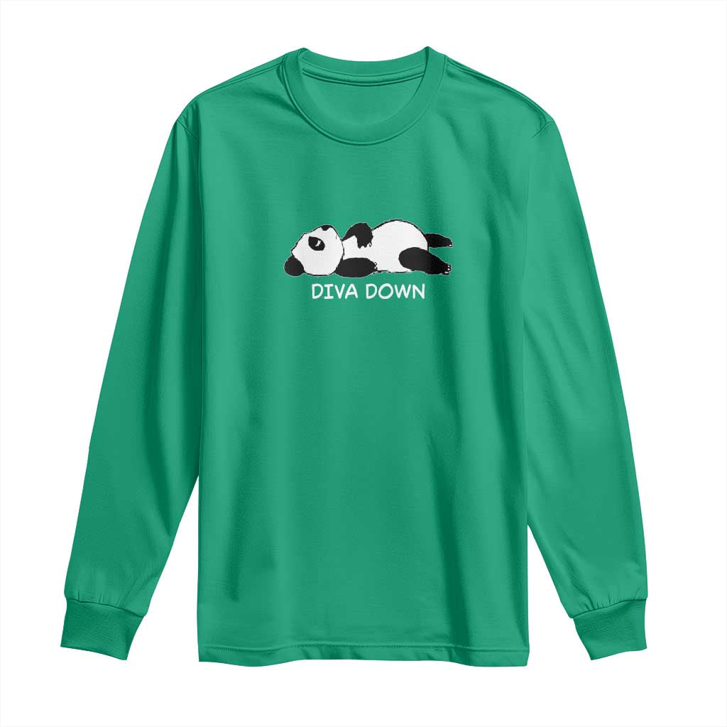 Diva Down Long Sleeve Shirt Funny Lazy Panda Meme