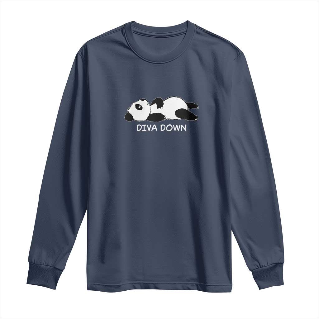 Diva Down Long Sleeve Shirt Funny Lazy Panda Meme