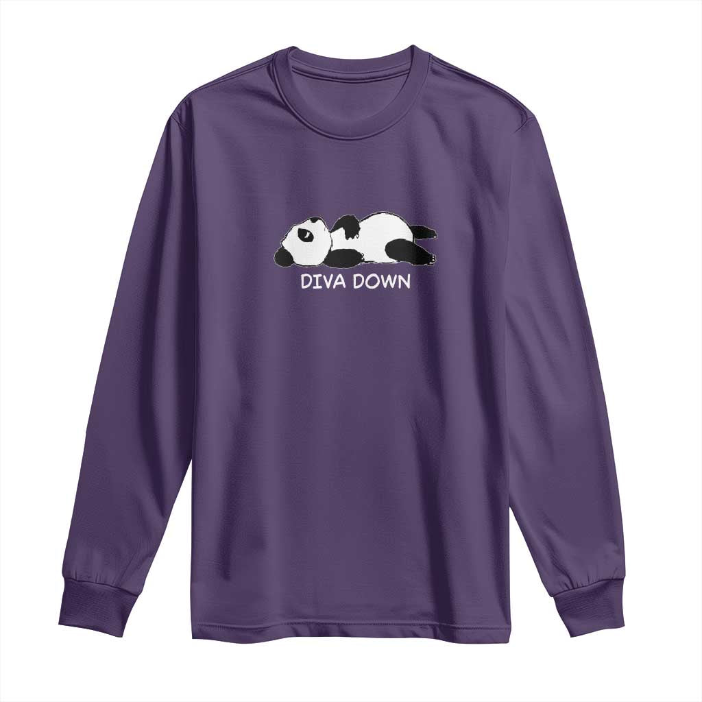 Diva Down Long Sleeve Shirt Funny Lazy Panda Meme