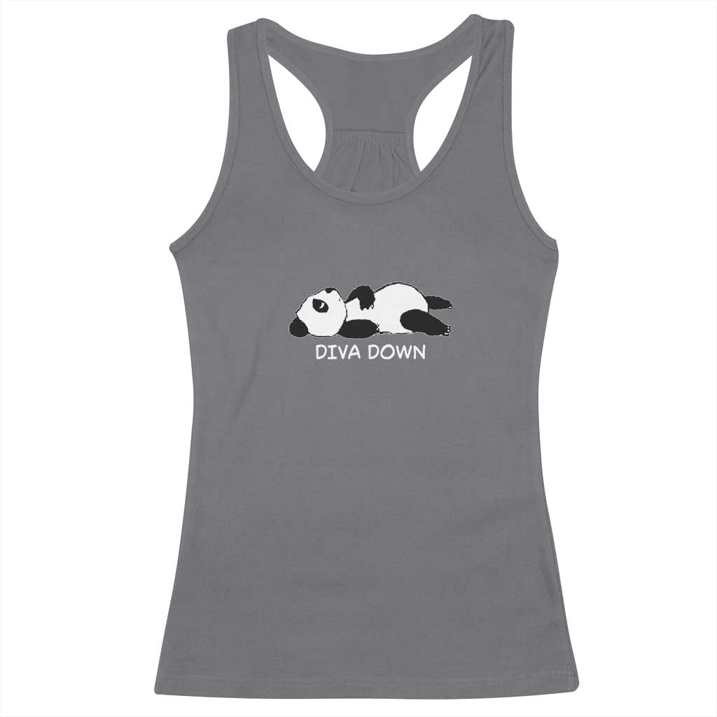 Diva Down Racerback Tank Top Funny Lazy Panda Meme