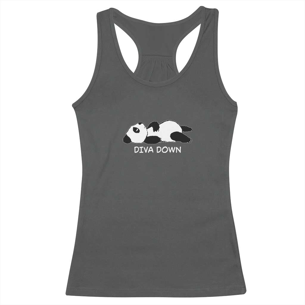 Diva Down Racerback Tank Top Funny Lazy Panda Meme