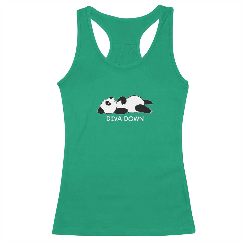 Diva Down Racerback Tank Top Funny Lazy Panda Meme