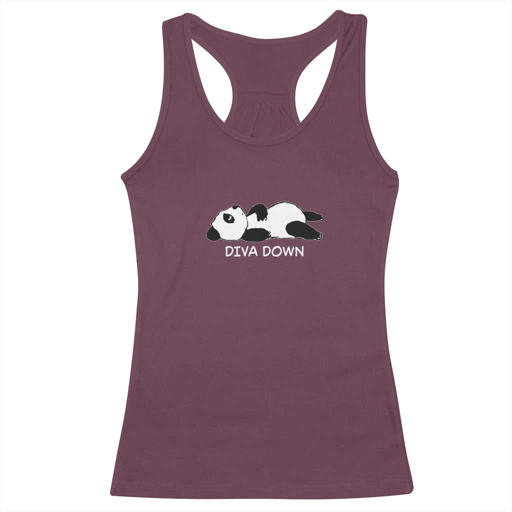 Diva Down Racerback Tank Top Funny Lazy Panda Meme