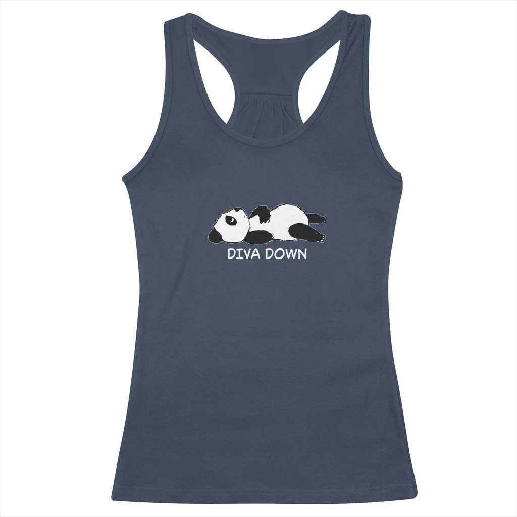 Diva Down Racerback Tank Top Funny Lazy Panda Meme