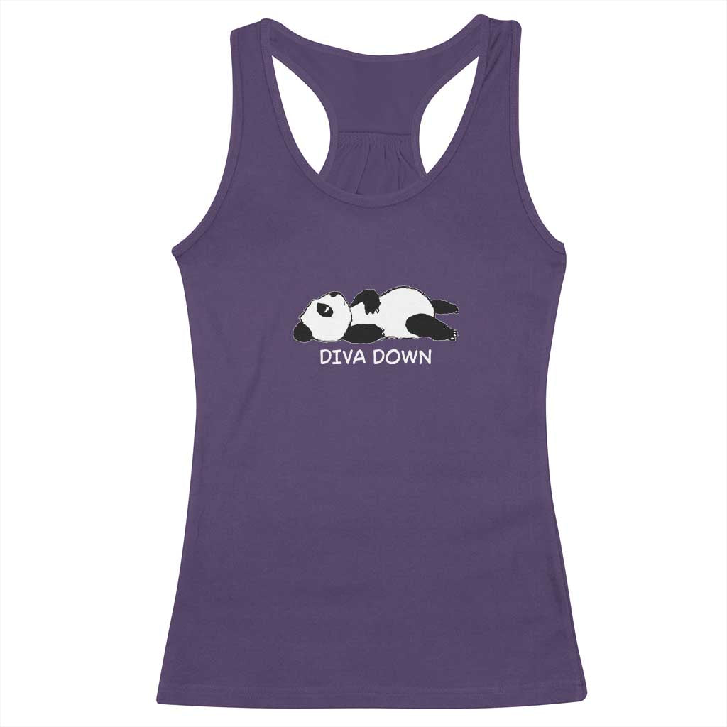 Diva Down Racerback Tank Top Funny Lazy Panda Meme
