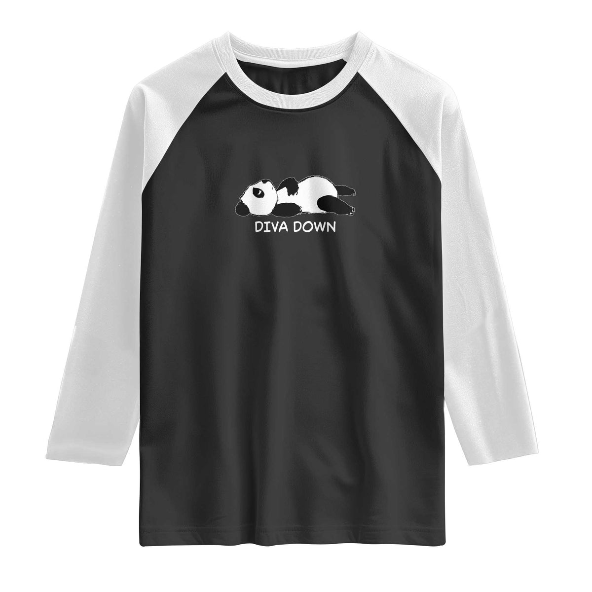 Diva Down Raglan Shirt Funny Lazy Panda Meme