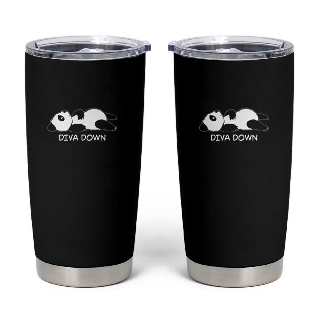 Diva Down Tumbler Cup Funny Lazy Panda Meme