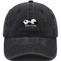 Diva Down Washed Cotton Baseball Cap Funny Lazy Panda Meme