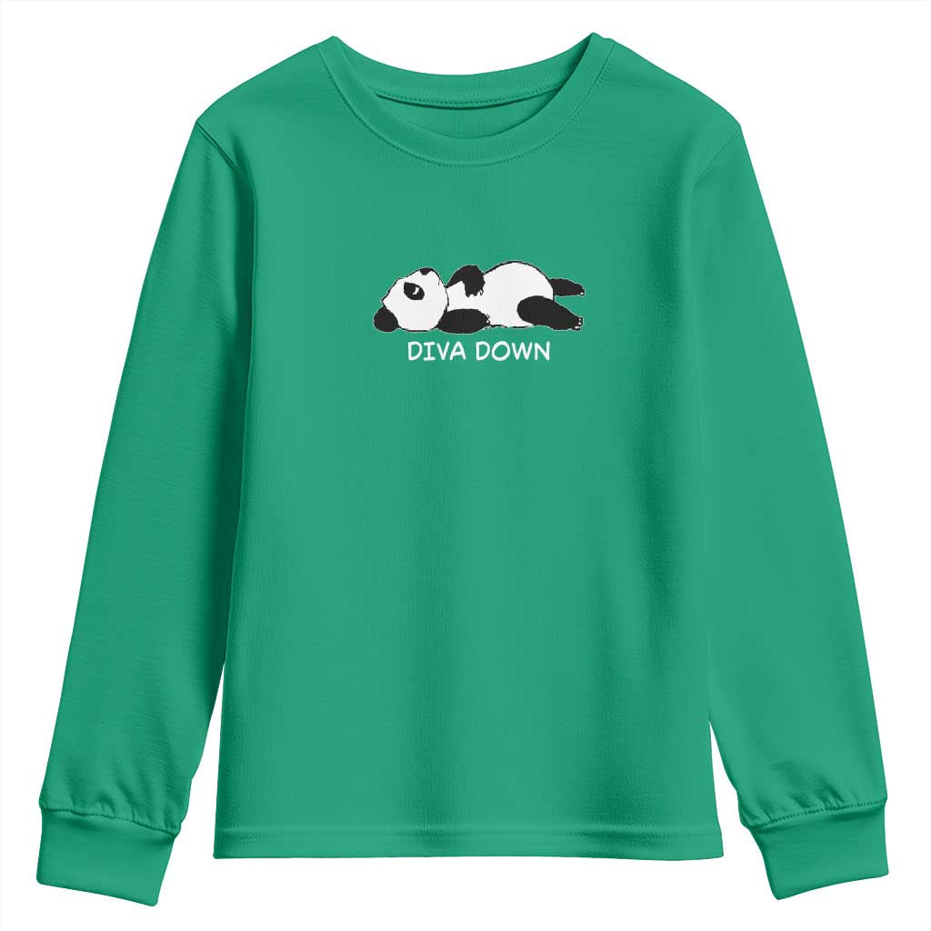 Diva Down Youth Sweatshirt Funny Lazy Panda Meme
