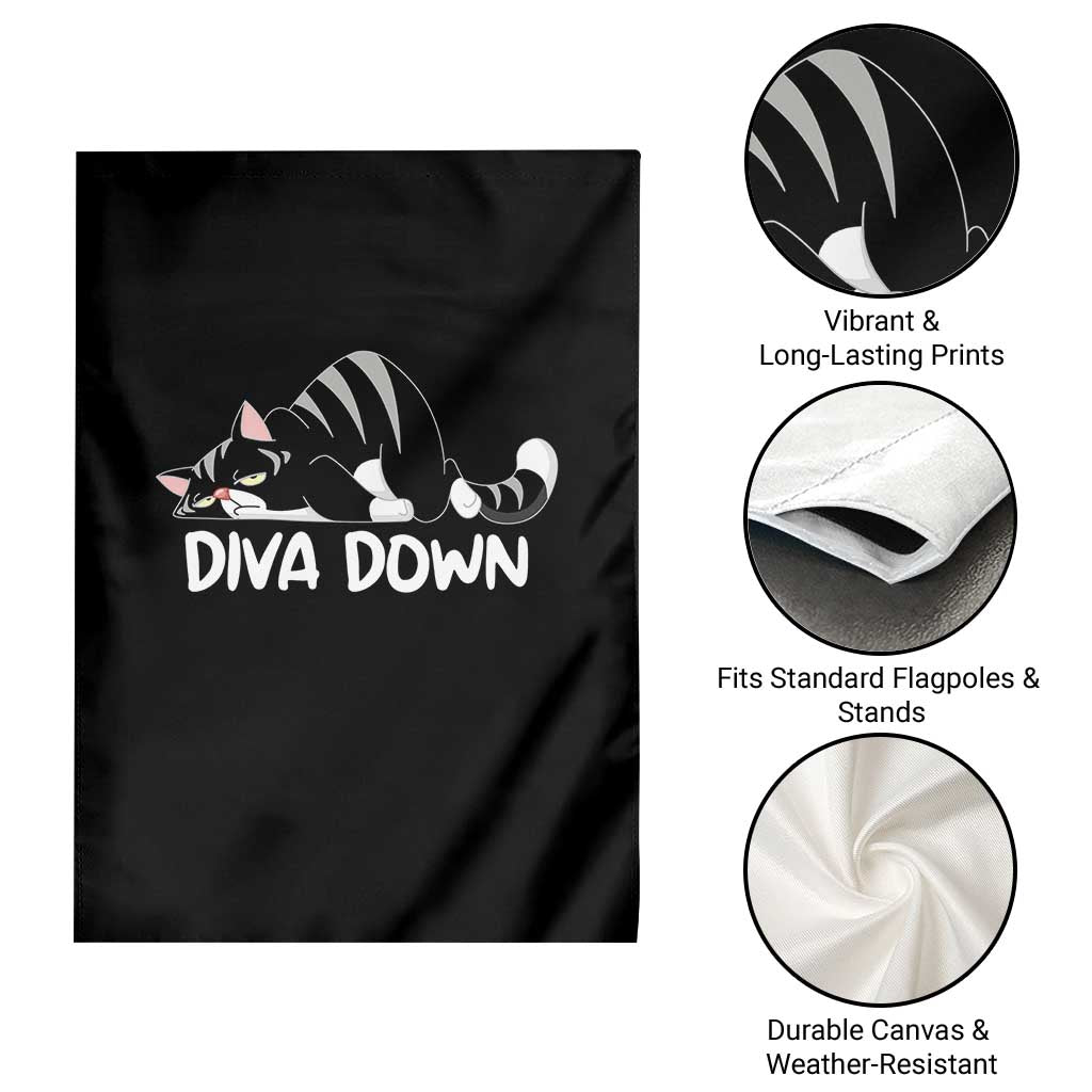 Diva Down Garden Flag Funny Sarcastic Cat Meme