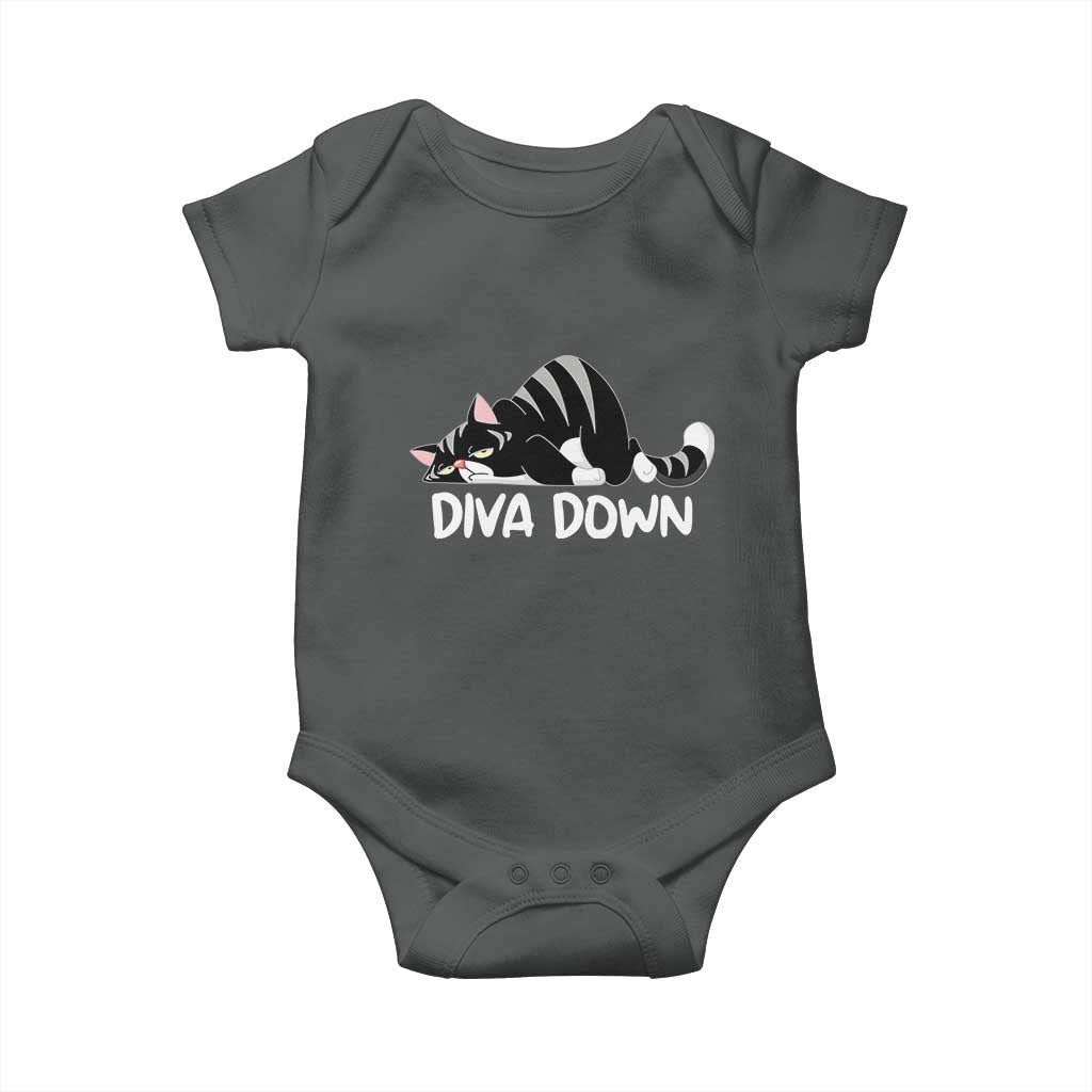 Diva Down Baby Onesie Funny Sarcastic Cat Meme