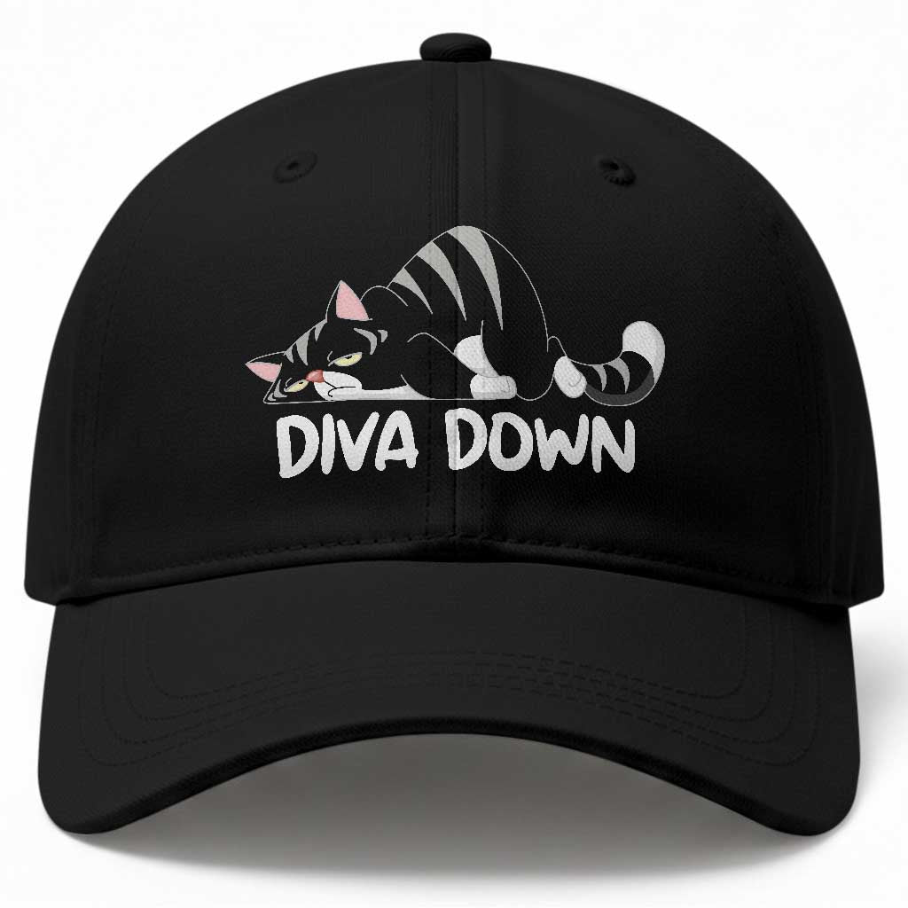 Diva Down Baseball Cap Funny Sarcastic Cat Meme