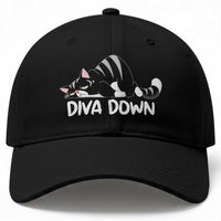 Diva Down Baseball Cap Funny Sarcastic Cat Meme