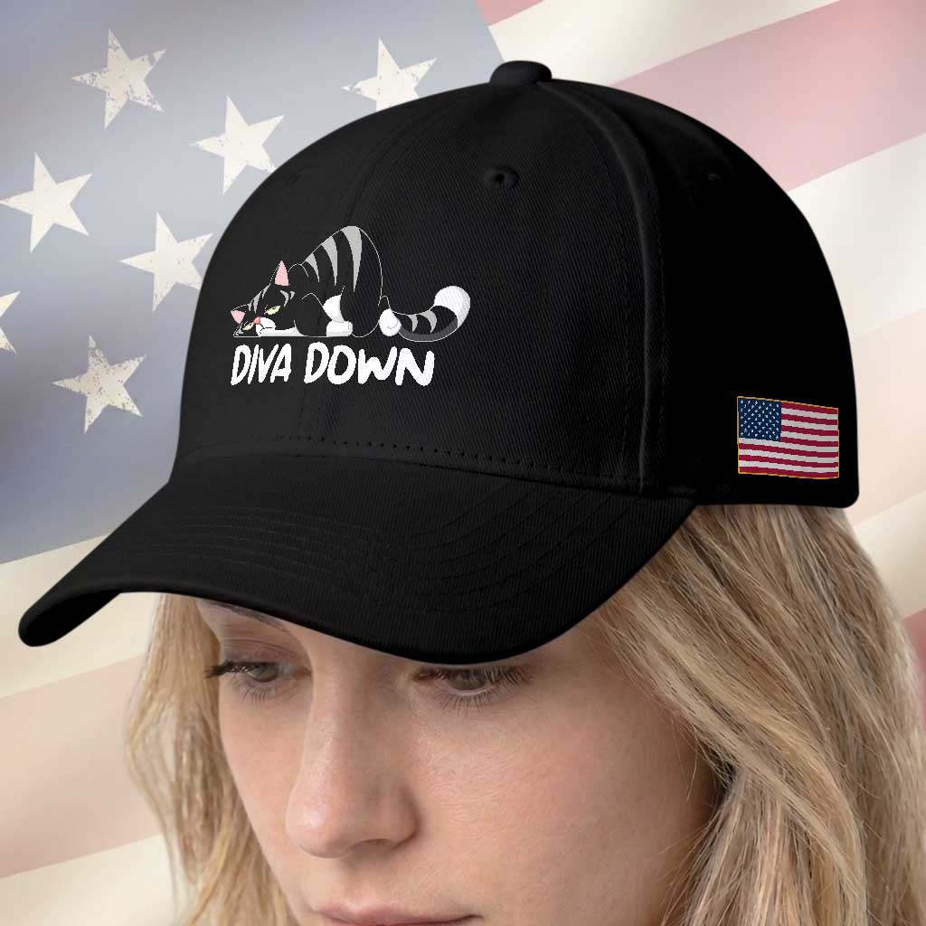 Diva Down Baseball Cap Funny Sarcastic Cat Meme
