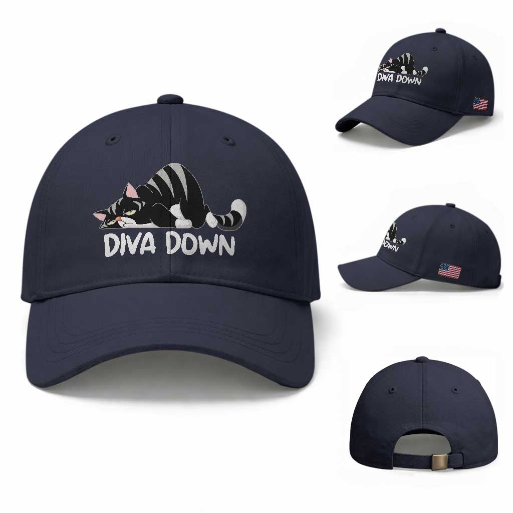 Diva Down Baseball Cap Funny Sarcastic Cat Meme