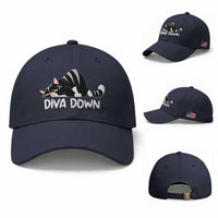 Diva Down Baseball Cap Funny Sarcastic Cat Meme