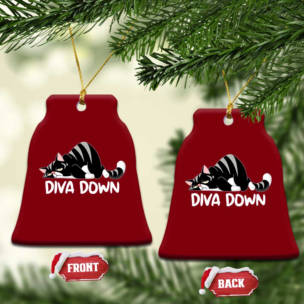 Diva Down Ceramic Ornament Funny Sarcastic Cat Meme