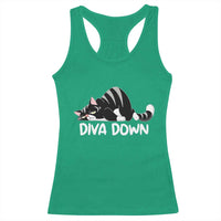 Diva Down Racerback Tank Top Funny Sarcastic Cat Meme